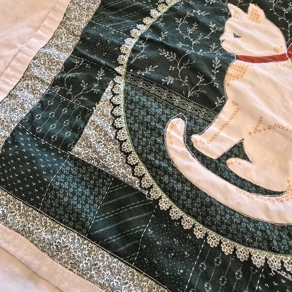 Upcycled Cat Kitten Quilted Tote Bag Adorable Cottagecore - Picture 3 of 6